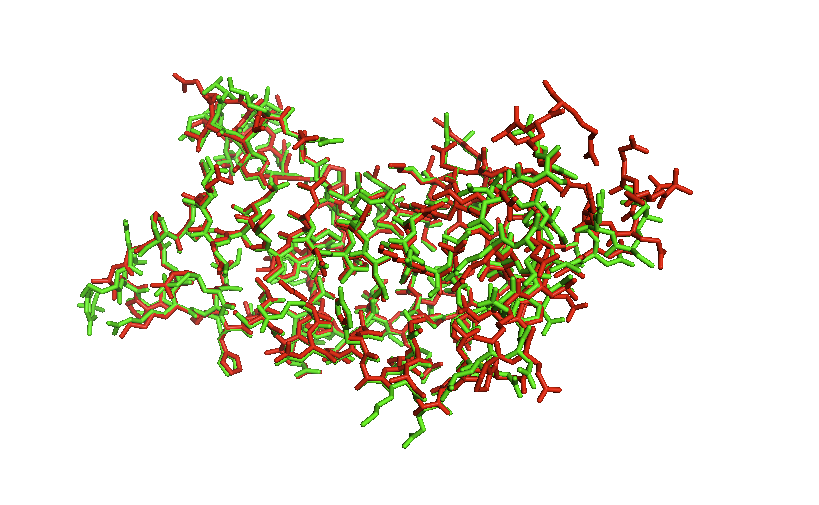 Figure 4. ATAD2b in red and ATAD2a in green. Image generated using PyMol.