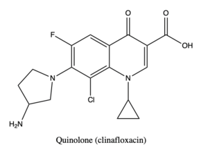 Quinolone (clinafloxacin) structure using ChemDraw