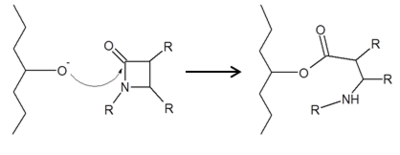 Image showing mechanism performed by β-lactam antibiotic within PBP active site.