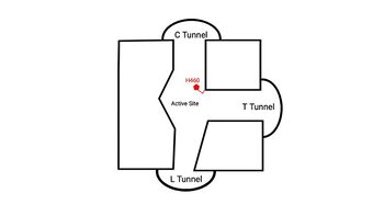 Figure 4. 2D layout of the proposed SOAT tunnel system. The C tunnel opens into the cytosol and the L tunnel opens to the lumen. The T tunnel opens into the membrane, but is not quite oriented at a 90 degree angle as depicted here.