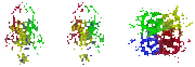 Figure 3. Quaternary Structure of PAL. The four individual monomers are color-coded in red, green, blue, and yellow, displaying the approximate 222 symmetry of the PAL tetramer.(a) Stereoview of PAL from a side perspective. The bracketed areas represent the residues, arranged in a fan, that are present in PAL and absent in HAL. (b) Top perspective of the PAL tetramer. This view looks down into the active sites of two of the subunits; the other two active sites would be seen from a bottom view.