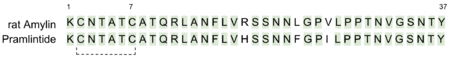 Figure 5. Sequence alignment of rat amylin and pramlintide.