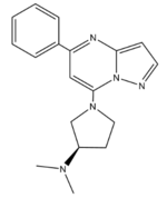 Figure 3: Structure of R-Zinc 3573. A cationic ligand selected for binding to MRGPRX2. This ligand was used as a probe for MRGPRX2 function and stabilization for structure determination. 